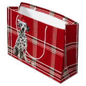 Grand Sac Cadeau Red Plaid Dalmatian Dog Lover Holiday (Dos Angle)