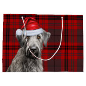 Grand Sac Cadeau Red Plaid Irish Wolfhound Dog Lover Holiday (Dos)