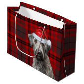 Grand Sac Cadeau Red Plaid Irish Wolfhound Dog Lover Holiday (Devant Angle)