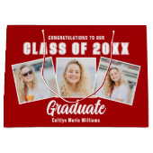 Grand Sac Cadeau Red White Graduate Photo Collage (Devant)