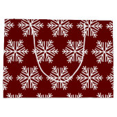 Grand Sac Cadeau Red White Modern Snowflake Christmas Pattern  (Dos)