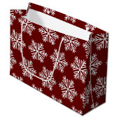 Grand Sac Cadeau Red White Modern Snowflake Christmas Pattern (Devant Angle)