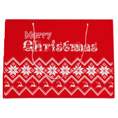 Grand Sac Cadeau Red & White Ugly Sweater Christmas Gift Bag (Devant)