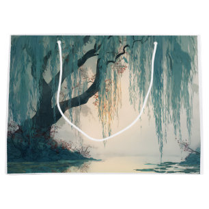 Grand Sac Cadeau Reflet d'arbre de saule serein Art de la nature (3