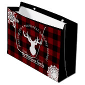 Grand Sac Cadeau Reindeer Rouge noir Buffle Plaid Noël vacances (Devant Angle)