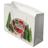 Grand Sac Cadeau Remorque de Noël Camper Scène rustique (Dos Angle)
