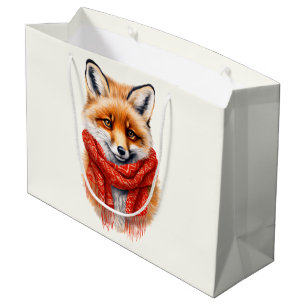 Grand Sac Cadeau Renard mignon dans une image d'automne avec une éc