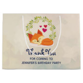 Grand Sac Cadeau Renard orange mignon, Coeurs rouges et une couronn (Devant)