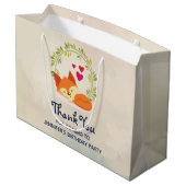 Grand Sac Cadeau Renard orange mignon, Coeurs rouges et une couronn (Dos Angle)