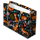 Grand Sac Cadeau Renard rouge et motif de fleurs (Devant Angle)