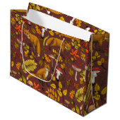 Grand Sac Cadeau Renards d'automne sur chocolat brun (Devant Angle)