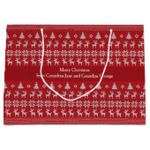 Grand Sac Cadeau Renne de Noël rouge personnalisé Retro Fêtes (Devant)