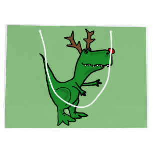 Grand Sac Cadeau Renne drôle de Noël de dinosaure de T-Rex