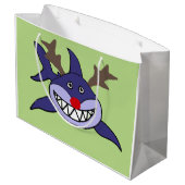 Grand Sac Cadeau Renne drôle de requin de Noël (Dos Angle)