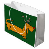 Grand Sac Cadeau Renne drôle de teckel de Noël (Dos Angle)