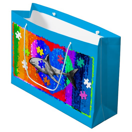 Grand Sac Cadeau Requin autiste (Devant Angle)
