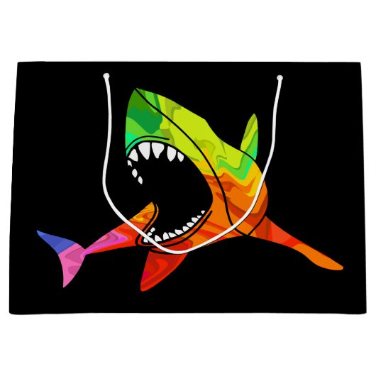 Grand Sac Cadeau Requin coloré (Devant)