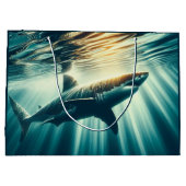 Grand Sac Cadeau Requin dans la mer bleue profonde & soleil (Dos)