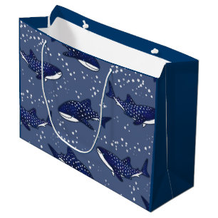 Grand Sac Cadeau Requin de baleine étoilé (foncé)
