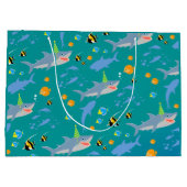 Grand Sac Cadeau Requin souriant sous la mer garçon fête d'annivers (Dos)