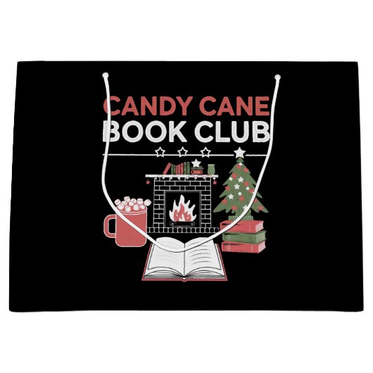 Grand Sac Cadeau Réserver Sucre de canne de Noël Book Club Bookish (Devant)