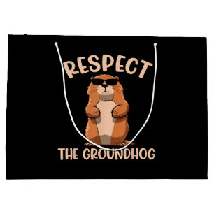 Grand Sac Cadeau Respecter la marmotte - Jour de la marmotte Woodch