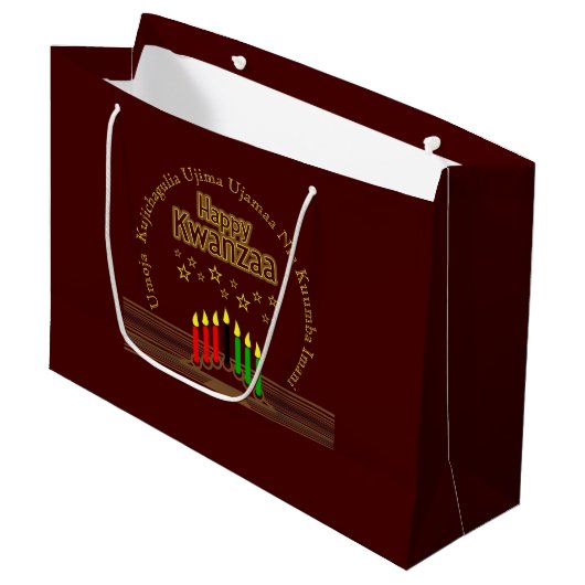 Grand Sac Cadeau Respecter les sept principes du joyeux Kwanzaa (Devant Angle)