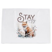 Grand Sac Cadeau Restez confortable Woodland Fox Noël (Devant)