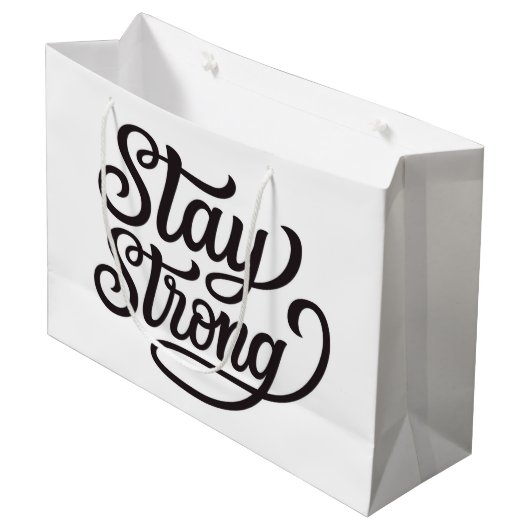 Grand Sac Cadeau Restez forts (Devant Angle)