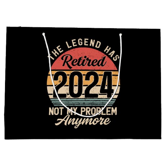 Grand Sac Cadeau Retraité 2024 Pas mon problème plus (Dos)