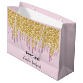 Grand Sac Cadeau Retraite Motif de séchage rose et or  (Devant Angle)