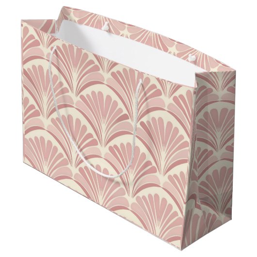Grand Sac Cadeau Retro blush pink art deco fans pattern (Dos Angle)