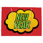 Grand Sac Cadeau Retro Comic Style de livre Nouvel An (Dos)