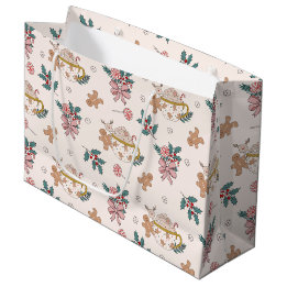 Grand Sac Cadeau Retro Gingerbread Cookies et Thé Noël