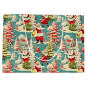 Grand Sac Cadeau Retro Père Noël Wonderland 2 (Dos)