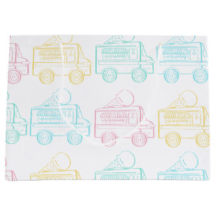 Grand Sac Cadeau Retro Pop Art Ice Cream Camion fête d'anniversaire