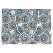 Grand Sac Cadeau Rétro, rétro motif, bleu et gris, élégant (Dos)