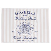 Grand Sac Cadeau Retro Rose Coquillages & Cloches de Mariage Enterr (Devant)