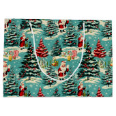 Grand Sac Cadeau Retro Santa Wonderland (Dos)