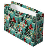 Grand Sac Cadeau Retro Santa Wonderland (Devant Angle)