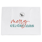 Grand Sac Cadeau Retro Script Merry Christmas Custom Company Logo (Devant)