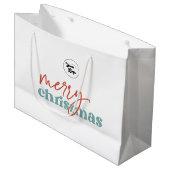 Grand Sac Cadeau Retro Script Merry Christmas Custom Company Logo (Devant Angle)
