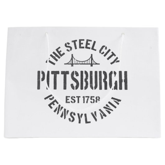 Grand Sac Cadeau Retro Steel City Pittsburgh Pennsylvania Yinz vint (Devant)