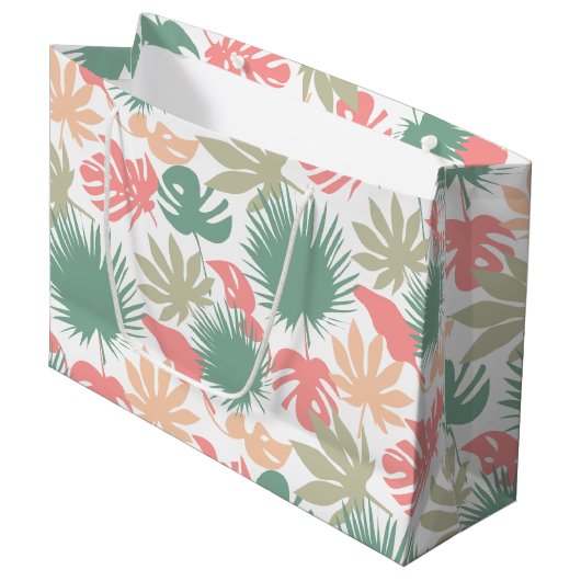 Grand Sac Cadeau Rétro, tropical, feuille (Devant Angle)
