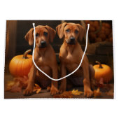 Grand Sac Cadeau Rhodesian Ridgeback Chiot Automne Citrouille délic (Devant)