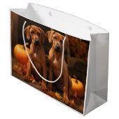 Grand Sac Cadeau Rhodesian Ridgeback Chiot Automne Citrouille délic (Dos Angle)