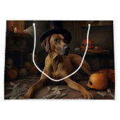 Grand Sac Cadeau Rhodesian Ridgeback Citrouilles Halloween effrayan (Devant)
