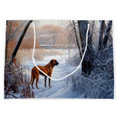 Grand Sac Cadeau Rhodesian Ridgeback Laisser Neige Noël (Devant)