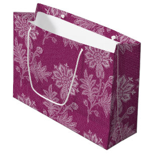 Grand Sac Cadeau Robes de Mariée Fleurie en Dentelle Vin Rouge de B