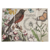 Grand Sac Cadeau Robin Elegant Bird Butterfly French Art (Devant)